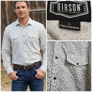 Gibson Trading Co. Men’s Western Pearl Snap Shirt Large Floral Print Cowboy